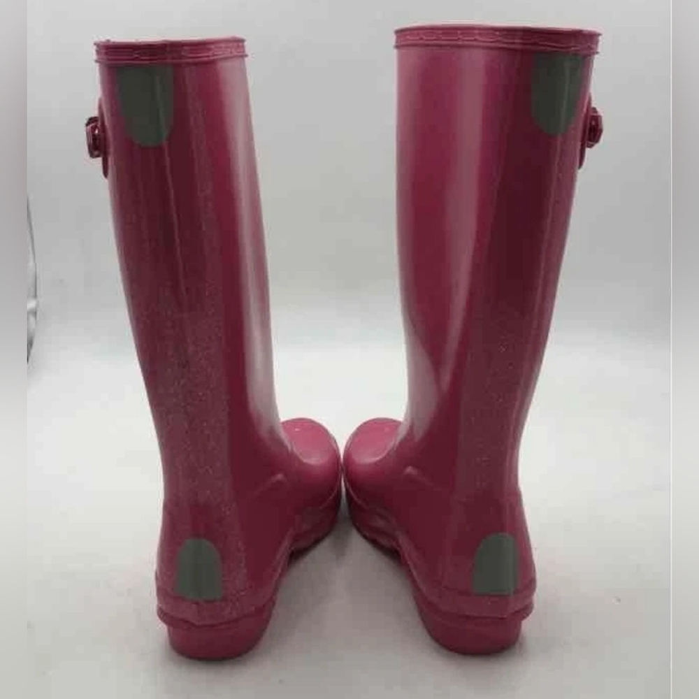 Hunter Pink Giant Glitter Rain Rubber Waterproof Boots Women 5 Or EU 37 - Picture 8 of 11